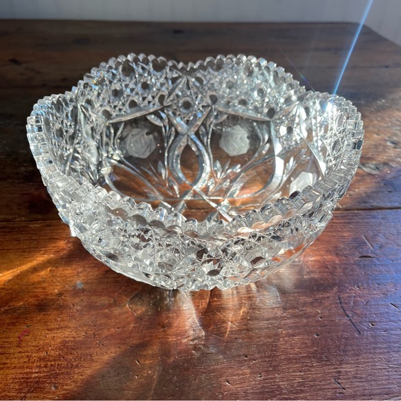 Antique Crystal Punch Bowl - Picture 3 of 10